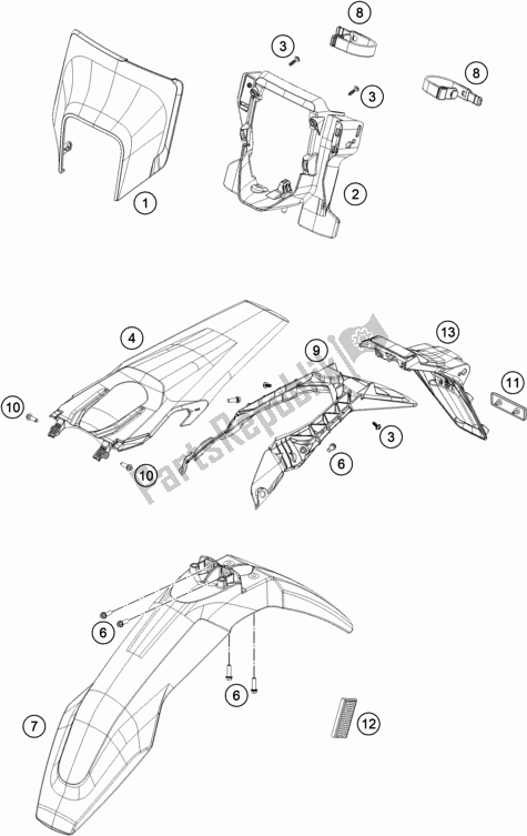 Toutes les pièces pour le Masque, Ailes du Husqvarna TE 300I EU 2021