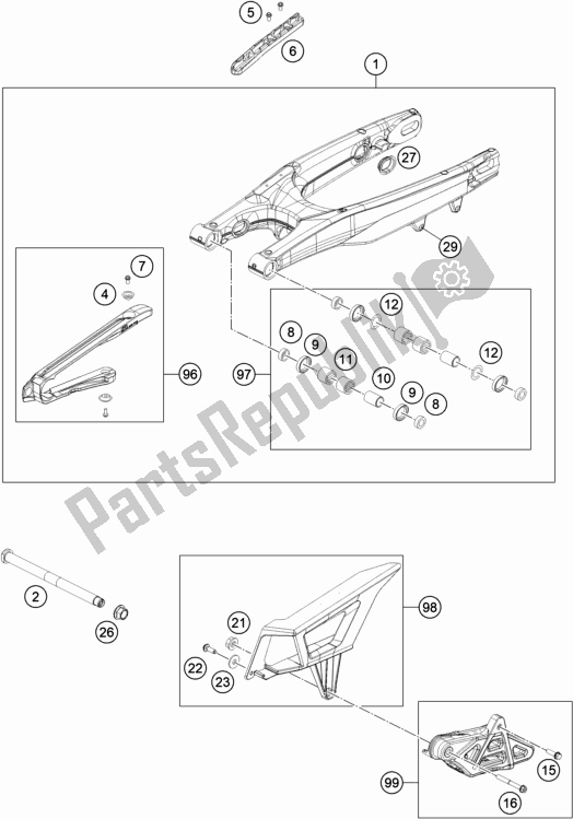 Toutes les pièces pour le Bras Oscillant du Husqvarna TE 300I EU 2021