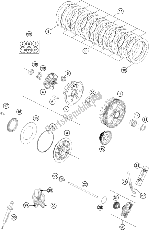 All parts for the Clutch of the Husqvarna TE 300I EU 2022