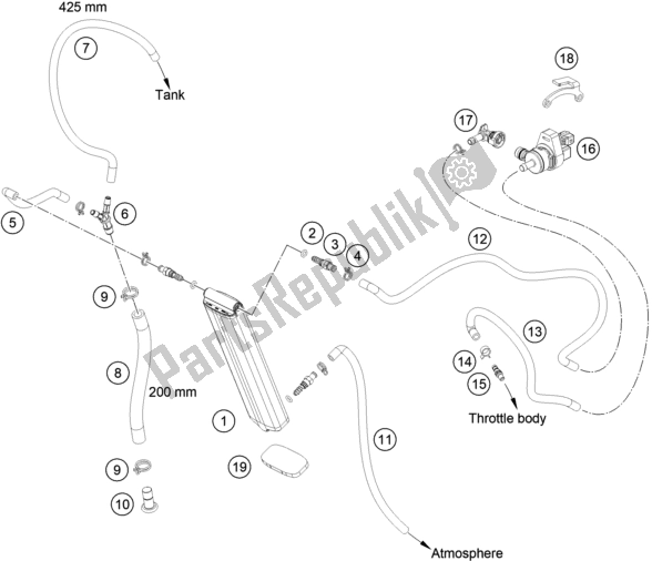 All parts for the Evaporative Canister of the Husqvarna TE 300I EU 2022