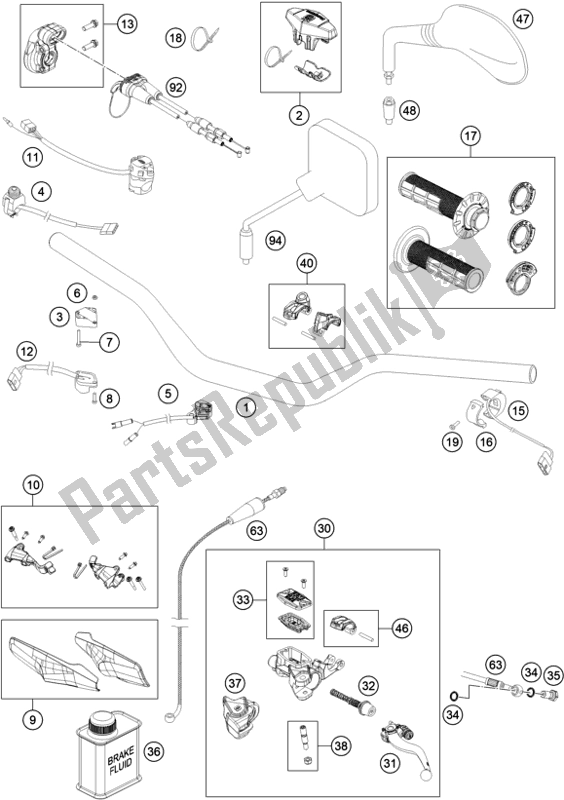 All parts for the Handlebar, Controls of the Husqvarna TE 300I EU 2022