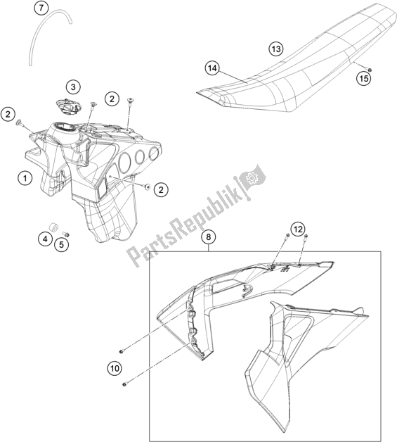 Tutte le parti per il Serbatoio, Sedile del Husqvarna TE 300I EU 2022