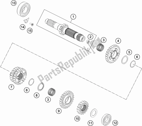 All parts for the Transmission I - Main Shaft of the Husqvarna TE 300I EU 2022