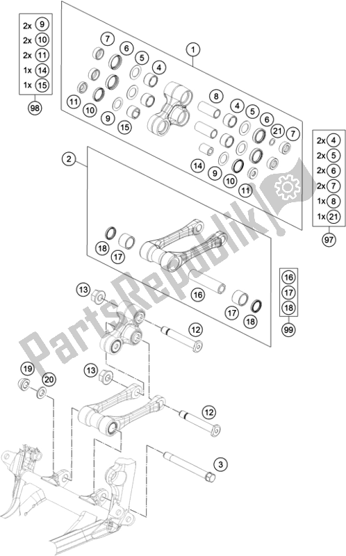 Tutte le parti per il Collegamento A Leva Pro del Husqvarna TX 125 EU 2017