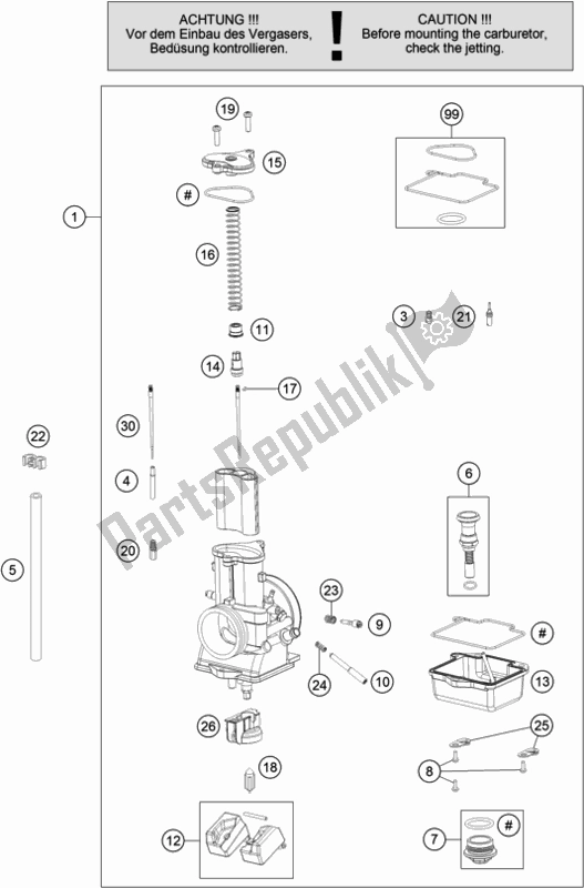 All parts for the Carburetor of the Husqvarna TX 125 EU 2018