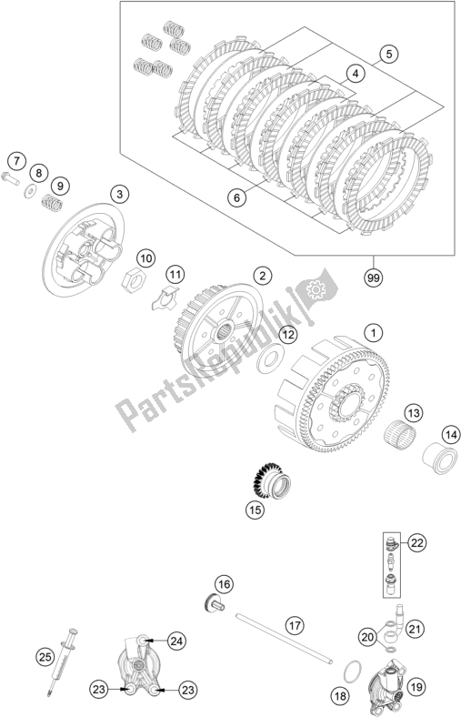 All parts for the Clutch of the Husqvarna TX 125 EU 2018
