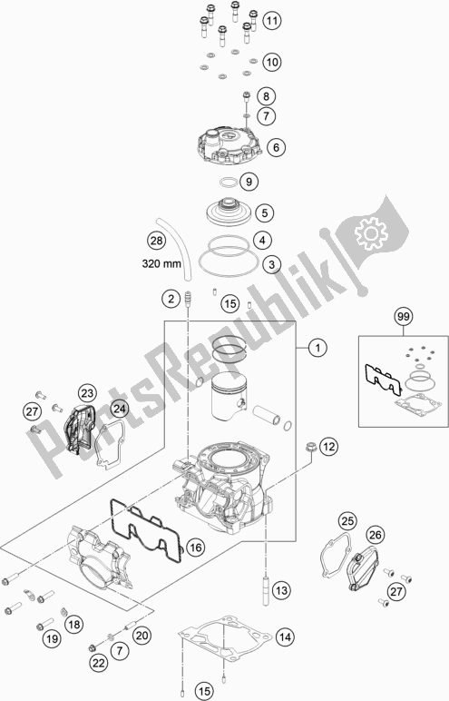 All parts for the Cylinder, Cylinder Head of the Husqvarna TX 125 EU 2018