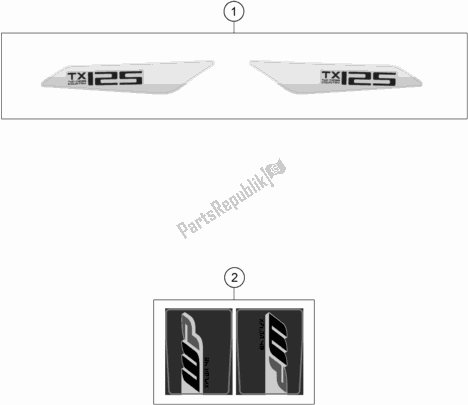 All parts for the Decal of the Husqvarna TX 125 EU 2018