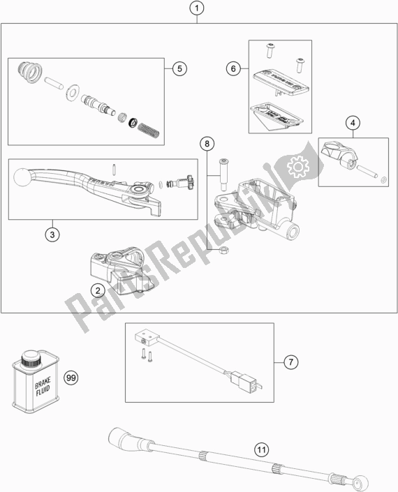 All parts for the Front Brake Control of the Husqvarna TX 125 EU 2018