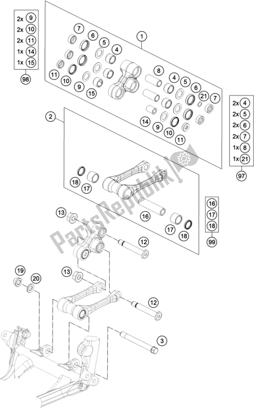 All parts for the Pro Lever Linking of the Husqvarna TX 125 EU 2018