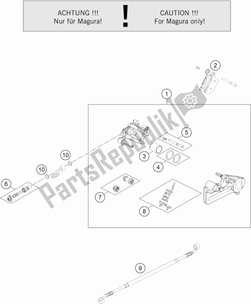 Todas as partes de Pinça De Freio Traseiro do Husqvarna TX 125 EU 2018