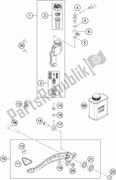 Todas as partes de Controle De Freio Traseiro do Husqvarna TX 125 EU 2019