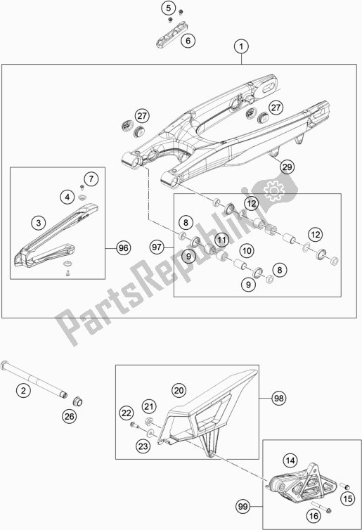 Todas as partes de Braço Oscilante do Husqvarna TX 125 EU 2019