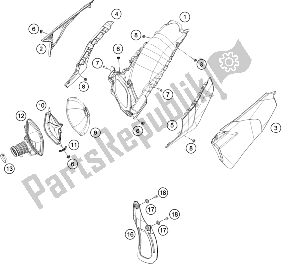 Alle onderdelen voor de Luchtfilter van de Husqvarna TX 300 2019