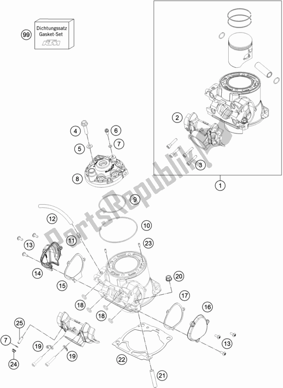 Tutte le parti per il Cilindro, Testata del Husqvarna TX 300 2019