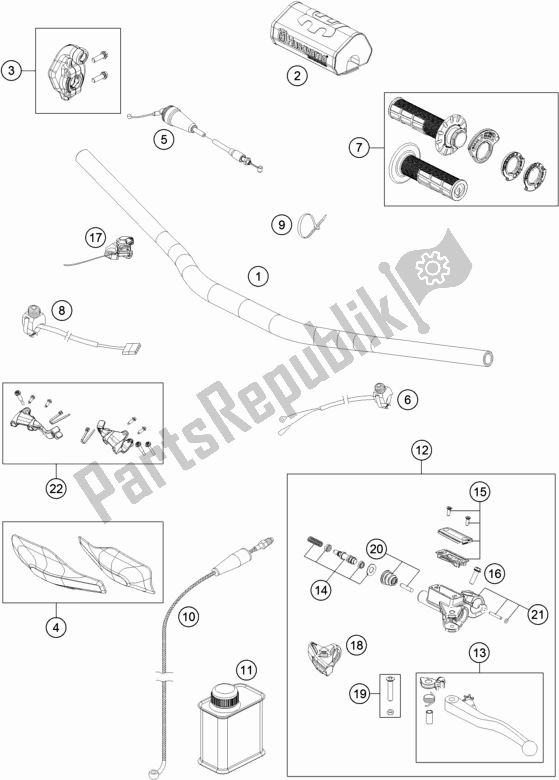 All parts for the Handlebar, Controls of the Husqvarna TX 300 2019
