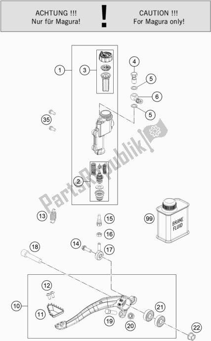 Todas as partes de Controle De Freio Traseiro do Husqvarna TX 300 2019