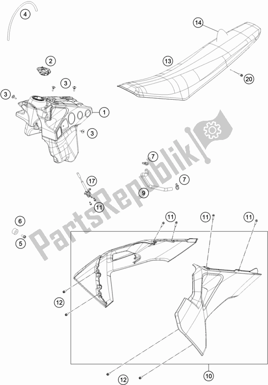 Wszystkie części do Zbiornik, Siedzenie Husqvarna TX 300 2019