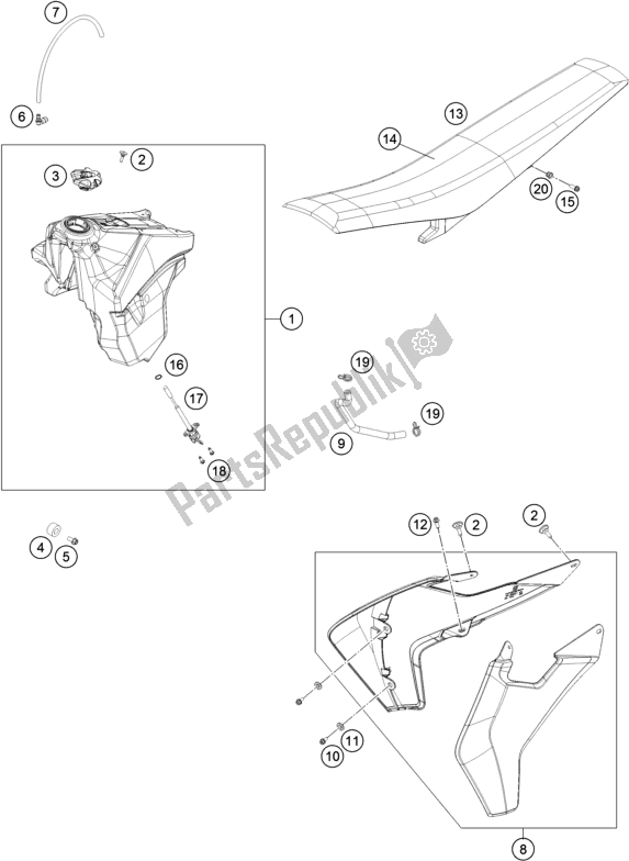 Todas las partes para Tanque, Asiento de Husqvarna TX 300 US 2017