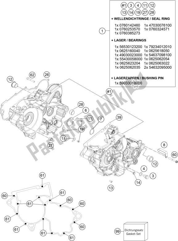 Todas as partes de Caixa Do Motor do Husqvarna TX 300 US 2018