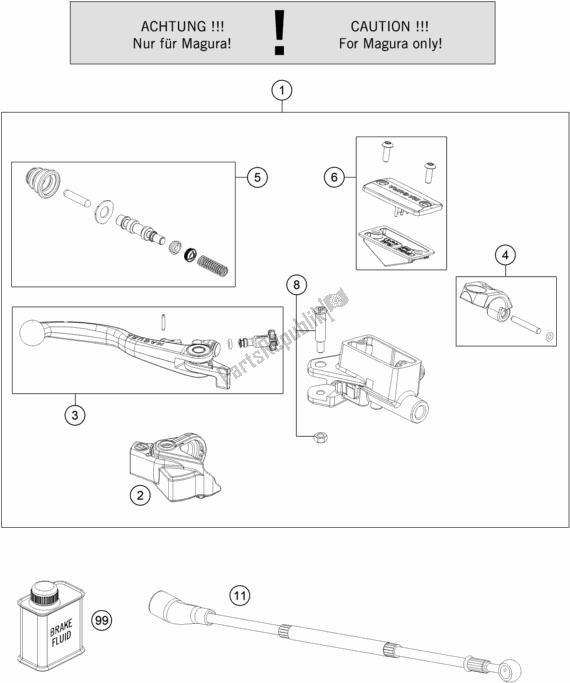 Todas as partes de Front Brake Control do Husqvarna TX 300 US 2018