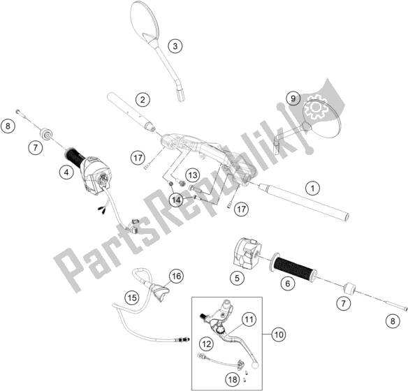 Todas as partes de Guiador, Controles do Husqvarna Vitpilen 401-B. D. 2020