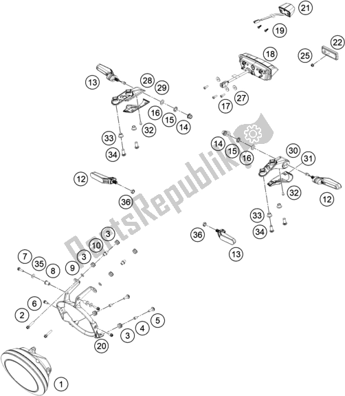 All parts for the Lighting System of the Husqvarna Vitpilen 401-B. D. 2020