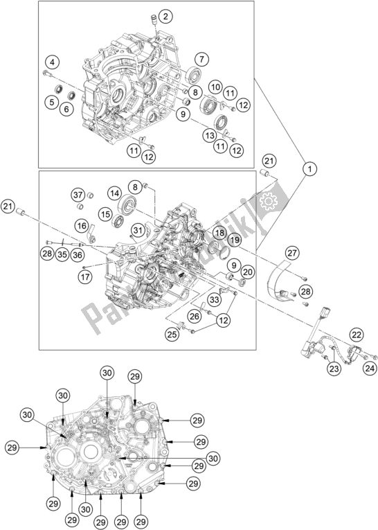 Toutes les pièces pour le Carter Moteur du Husqvarna Vitpilen 401-B. D. 2021