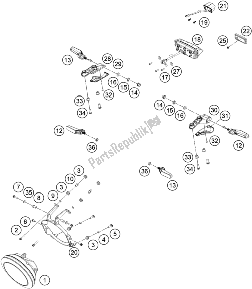 All parts for the Lighting System of the Husqvarna Vitpilen 401-B. D. 2021