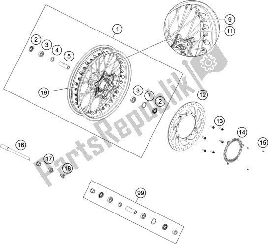 All parts for the Front Wheel of the Husqvarna Vitpilen 401-B. D. EU5 KR 4015 2020