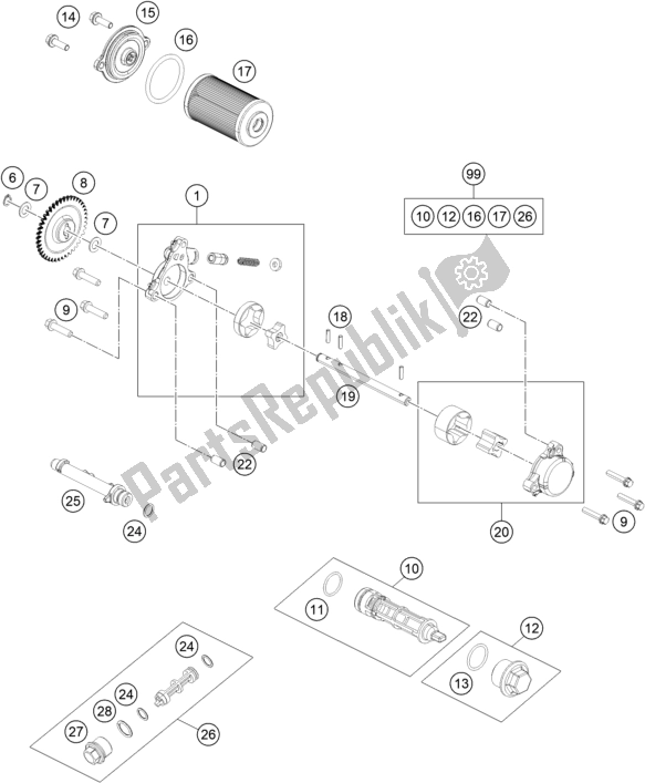Tutte le parti per il Sistema Di Lubrificazione del Husqvarna Vitpilen 401-B. D. EU5 KR 4015 2020