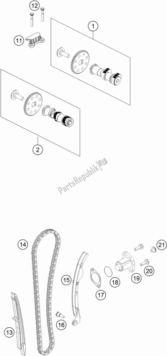 All parts for the Timing Drive of the Husqvarna Vitpilen 401-B. D. EU5 KR 4015 2020