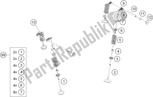 All parts for the Valve Drive of the Husqvarna Vitpilen 401-B. D. EU5 KR 4015 2020