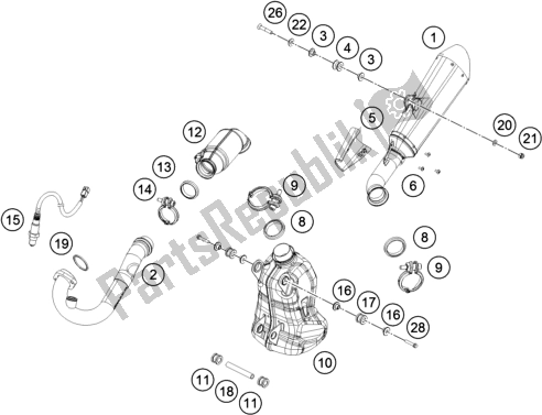 All parts for the Exhaust System of the Husqvarna Vitpilen 401 EU 2018