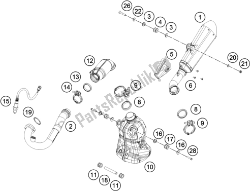 All parts for the Exhaust System of the Husqvarna Vitpilen 401 EU 2018