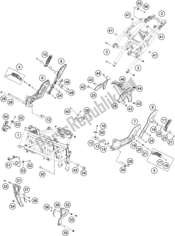 All parts for the Frame of the Husqvarna Vitpilen 401 EU 2018