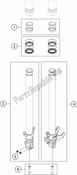 All parts for the Front Fork Disassembled of the Husqvarna Vitpilen 401 EU 2018