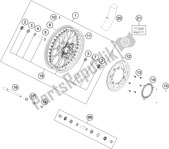 All parts for the Front Wheel of the Husqvarna Vitpilen 401 EU 2018