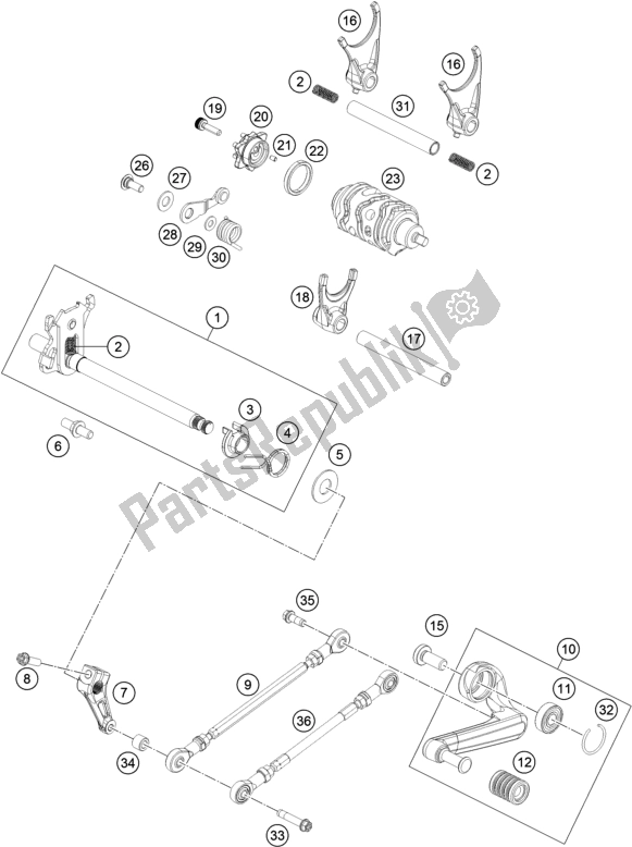 All parts for the Shifting Mechanism of the Husqvarna Vitpilen 401 EU 2018