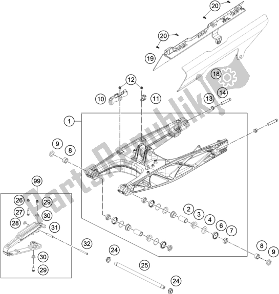 Toutes les pièces pour le Bras Oscillant du Husqvarna Vitpilen 401 EU 2019