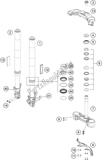 All parts for the Front Fork, Triple Clamp of the Husqvarna Vitpilen 401 EU 2020