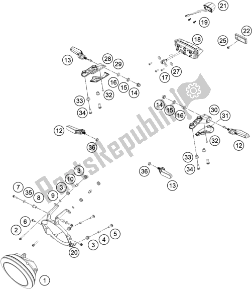 All parts for the Lighting System of the Husqvarna Vitpilen 401 EU 2020