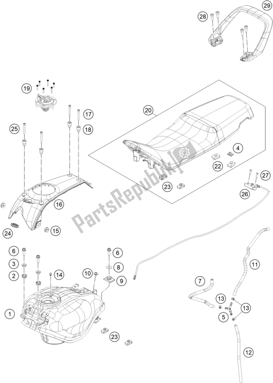 All parts for the Tank, Seat of the Husqvarna Vitpilen 401 EU 2020