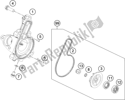 All parts for the Water Pump of the Husqvarna Vitpilen 401 EU 2020