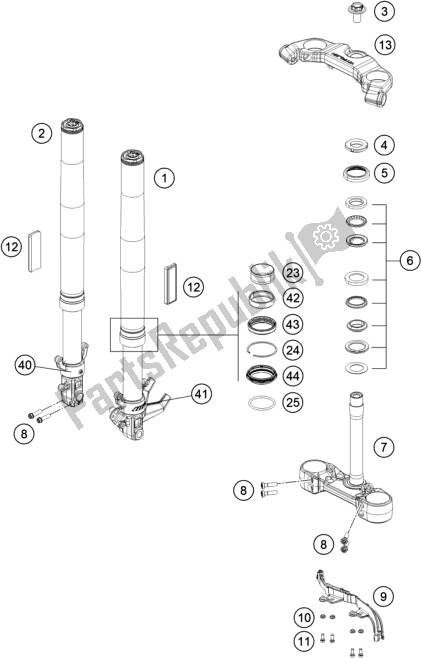 Toutes les pièces pour le Fourche Avant, Triple Serrage du Husqvarna Vitpilen 401 EU 2021