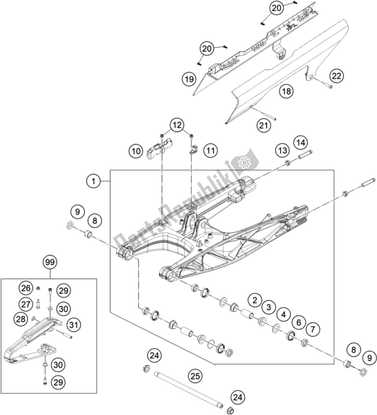 Toutes les pièces pour le Bras Oscillant du Husqvarna Vitpilen 401 EU 2021