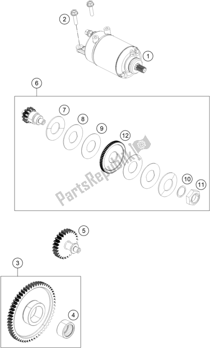 All parts for the Electric Starter of the Husqvarna Vitpilen 401 EU5 KR 4015 2020