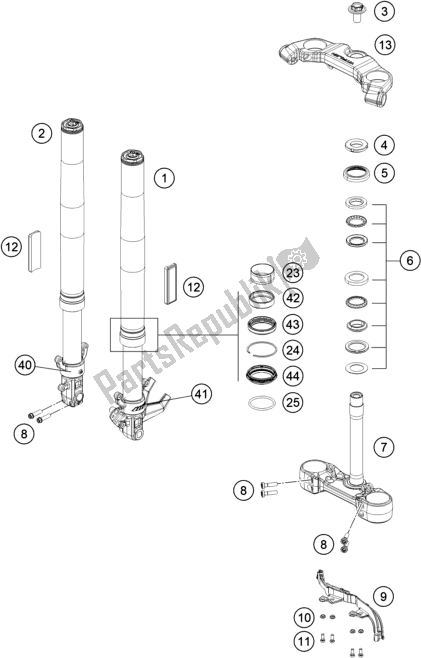 Todas las partes para Horquilla Delantera, Triple Abrazadera de Husqvarna Vitpilen 401 EU5 KR 4015 2020