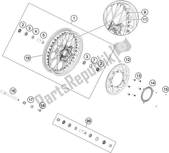 All parts for the Front Wheel of the Husqvarna Vitpilen 401 EU5 KR 4015 2020