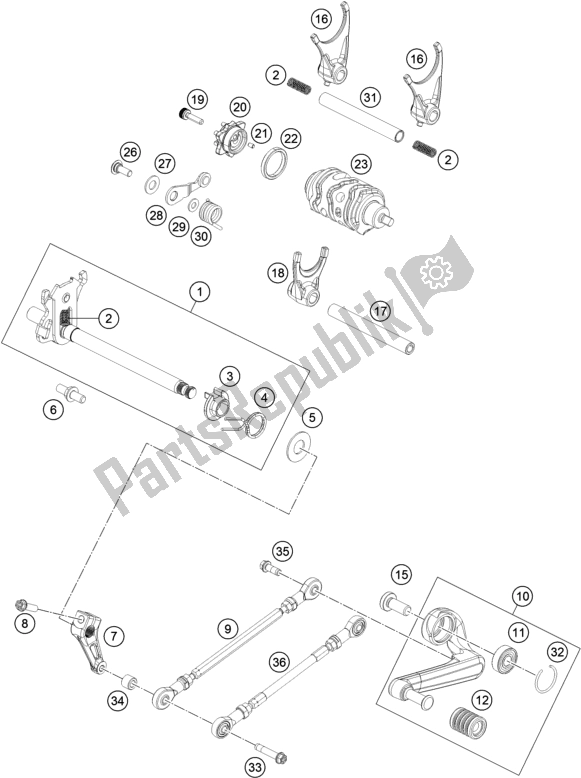 Todas as partes de Mecanismo De Mudança do Husqvarna Vitpilen 401 EU5 KR 4015 2020